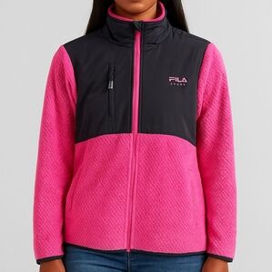 Fila Sport Jacket Women's Size Small Pink Gray Fleece Zip Outdoor Fall Layer